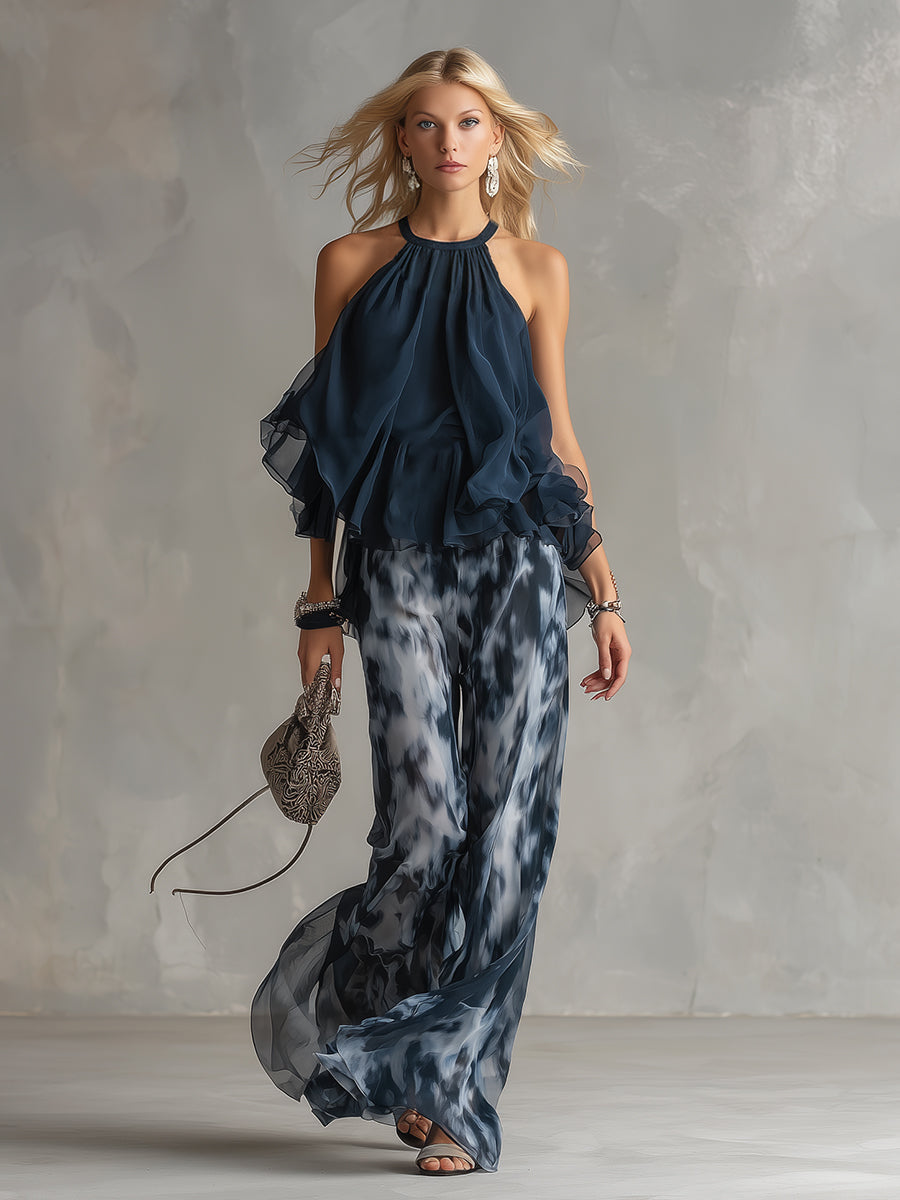 Elisa | Elegant and Lightweight Set with Flowing Top and Wide-Leg Trousers