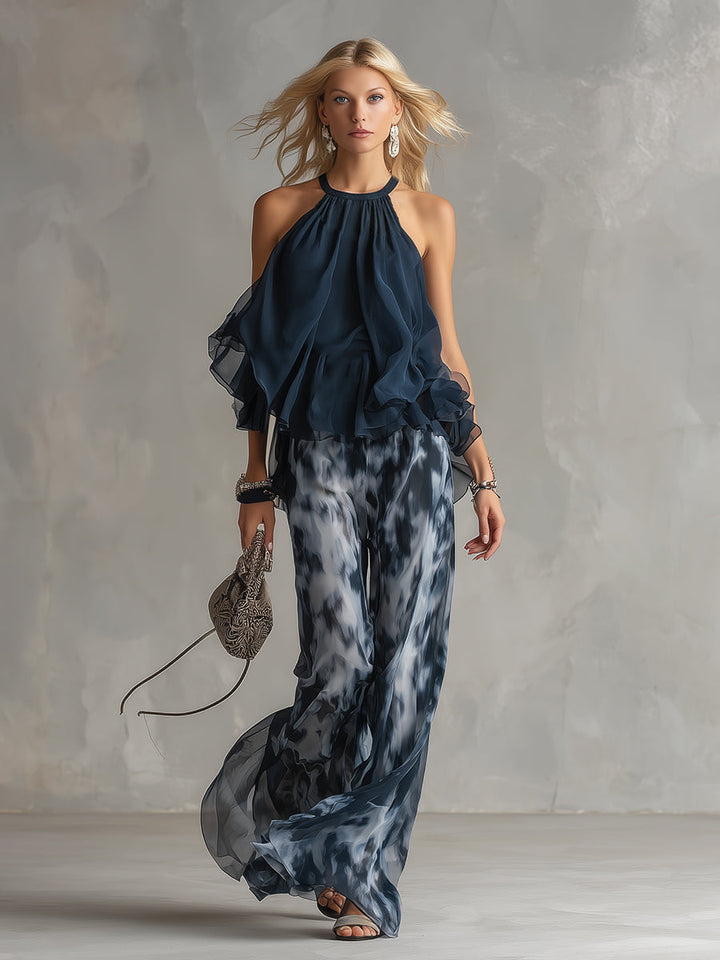 Elisa | Elegant and Lightweight Set with Flowing Top and Wide-Leg Trousers