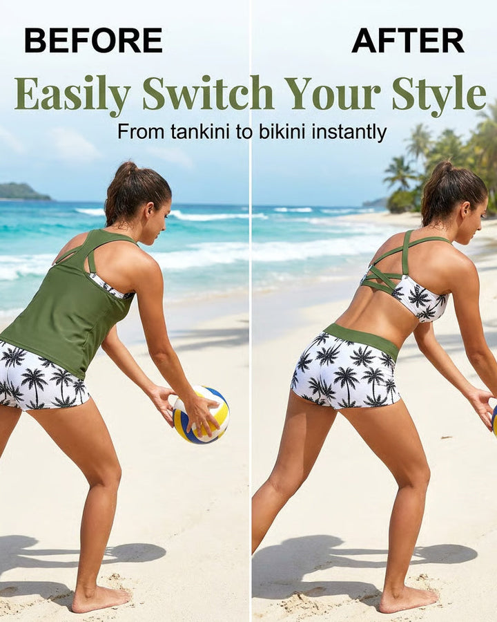 Eleanor | Three-Piece Tankini Bikini & Cover-Up Set