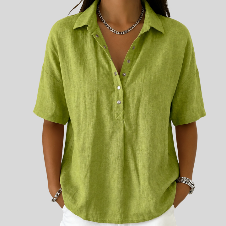 Amelune | Collared Blouse with Button Detail