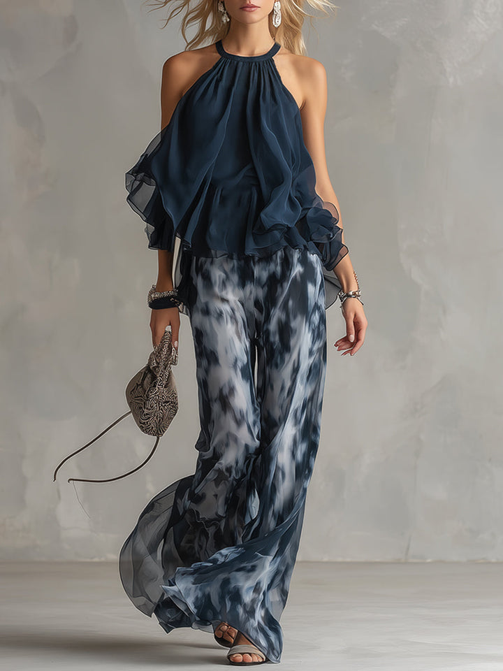Elisa | Elegant and Lightweight Set with Flowing Top and Wide-Leg Trousers