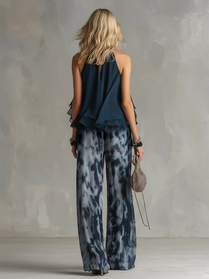 Elisa | Elegant and Lightweight Set with Flowing Top and Wide-Leg Trousers
