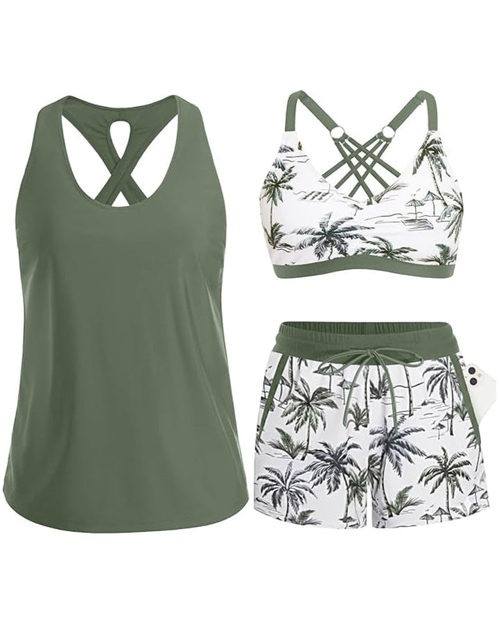 Eleanor | Three-Piece Tankini Bikini & Cover-Up Set