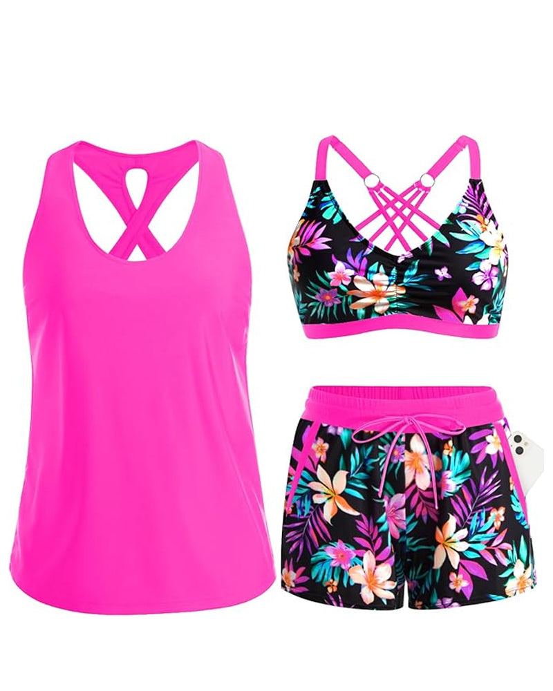 Eleanor | Three-Piece Tankini Bikini & Cover-Up Set