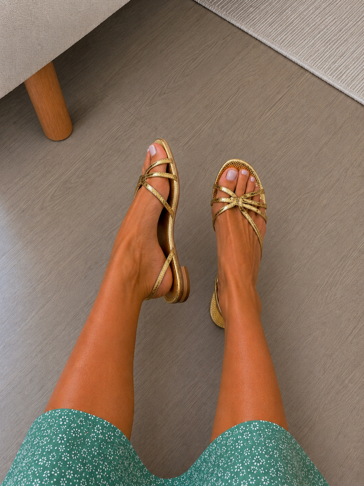 Dorada™ Gold Flat Sandals with Thin Straps