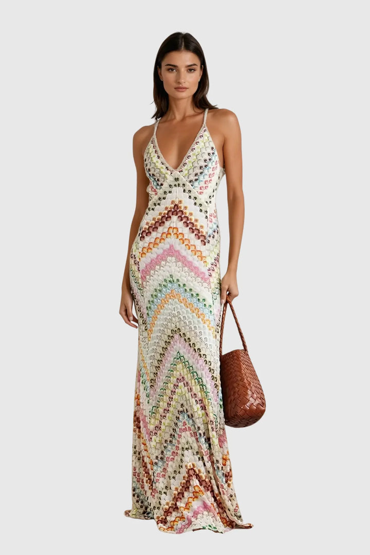 Rosy Rose Cheongsam Maxi Dress