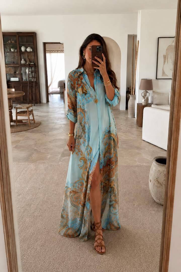 Serena | Mediterranean Boho Maxi Dress